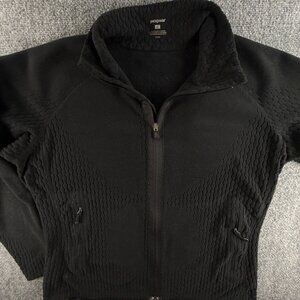 Patagonia Fleece Jacket Women Full Zip Black Large Soft Stretch Spandex Pockets